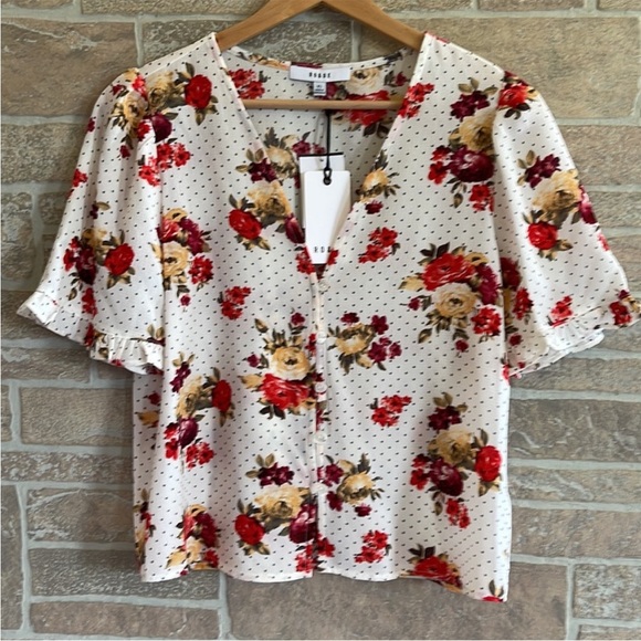 Ro & De Tops - Ro & De White Floral Top